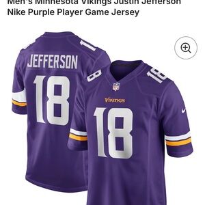 NFL Minnesota Vikings Purple Jersey #18 Justin Jefferson XL 27” Pit to Pit
